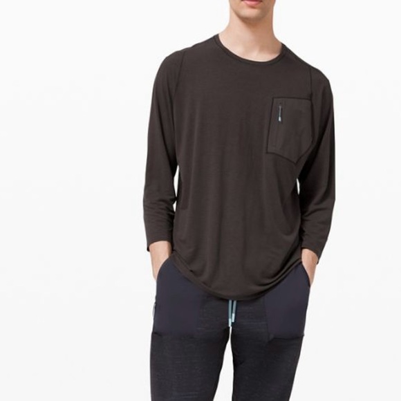 Lululemon Mens Salara 3/4 Sleeve Relaxed Fit Shirt w Front Pocket - Picture 1 of 4